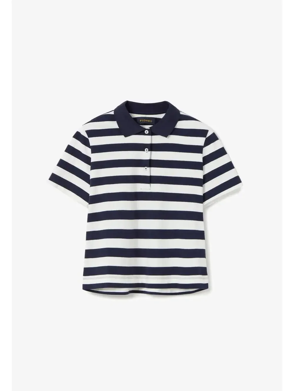 NWT Piombo White Blue Striped Polo Shirt Women's Size Large - Picture 9 of 10